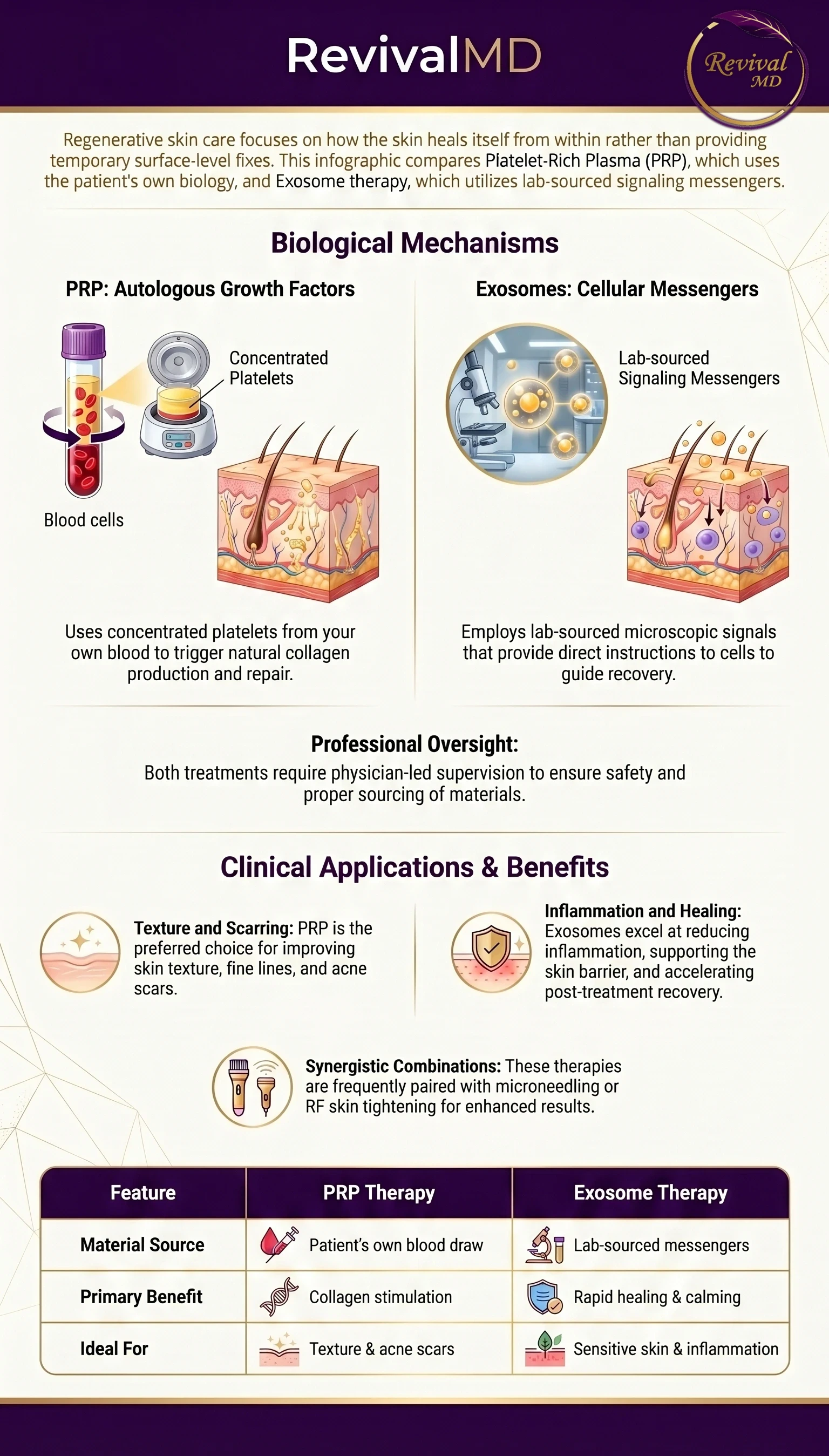 PRP vs Exosomes: Comparing Regenerative Skin Treatments infographic